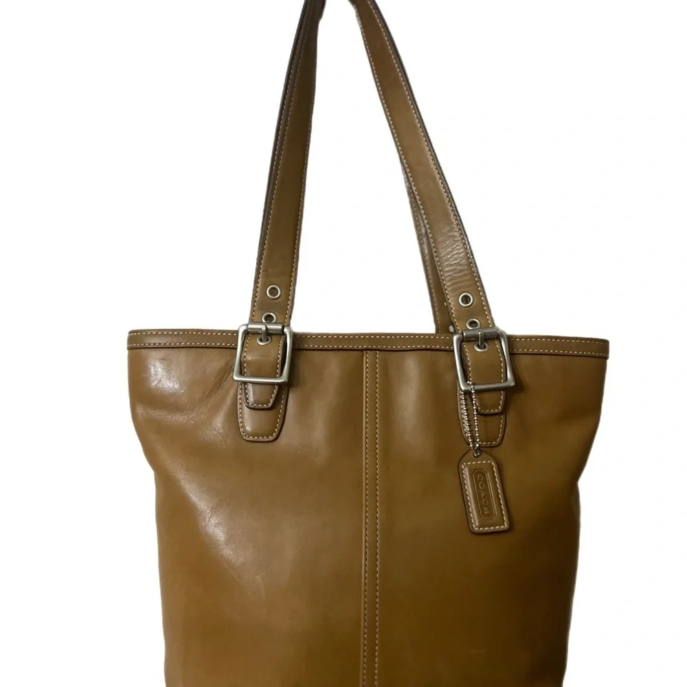 Vintage Coach #9572 Tan Leather Structured Tote